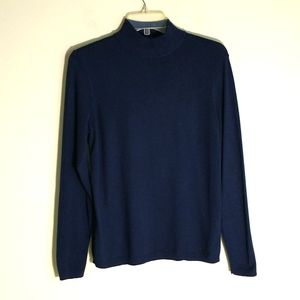 Chico's Navy blue long sleeve mock neck pullover knit sweater, sz 0 us sz Small